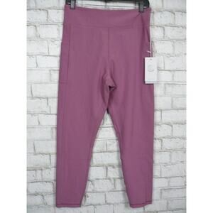 $118 Calme by Johnny Was Pink Endurance High Waist Leggings Pockets Medium NEW